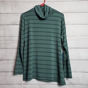 NWT Market & Spruce Stitch Fix Navy Green Stripe Long Sleeve Turtleneck Womens L